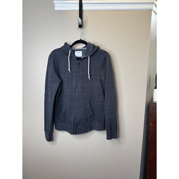 Old Navy Men's Black Jacket‎ Size M long sleeve zip up sweatshirt hooded - Picture 1 of 6